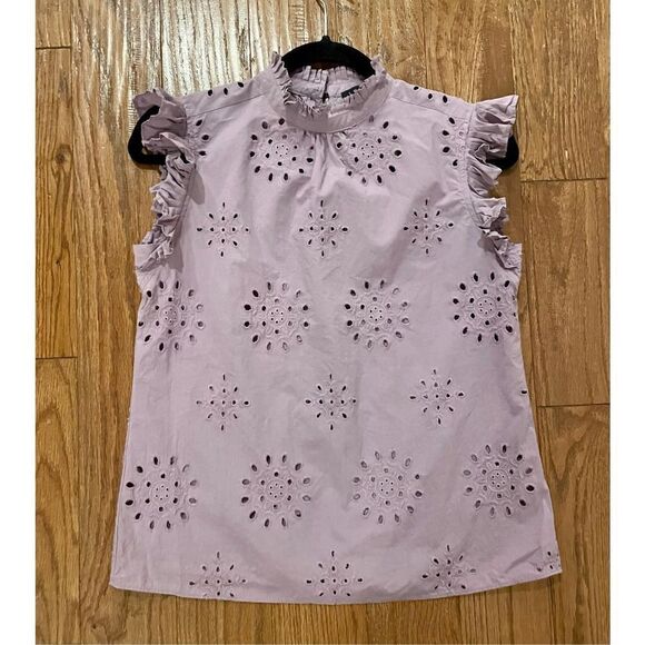 1. State purple eyelet ruffle sleeveless top size xs - Picture 7 of 9